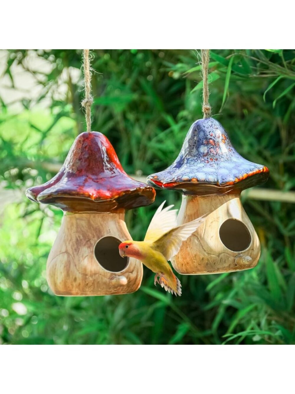 Charming Decorative Hanging Bird House Set for Garden Decor - 2 Pieces